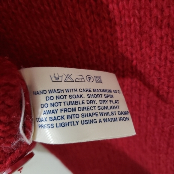 Wool Cardigan Sweater Womens Size Medium Red Embroidered Leaves Vintage Tulchan - Picture 10 of 11